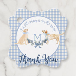 Blauw en Wit Gingham Baby shower Welkomstbord Bedankjes Labels