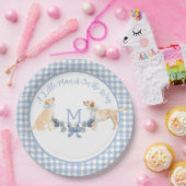 Blauw en Wit Gingham Baby shower Welkomstbord Papieren Bordje (Feest)