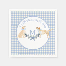 Blauw en Wit Gingham Baby shower Welkomstbord Servet