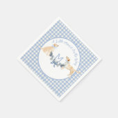 Blauw en Wit Gingham Baby shower Welkomstbord Servet (Hoek)
