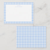 Blauw en wit gingham Boy briefkaart (Voorkant / Achterkant)