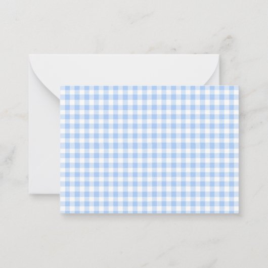 Blauw en wit gingham Boy briefkaart (Achterkant)