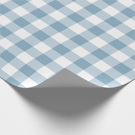Blauw en wit Gingham Cadeaupapier (Hoek)