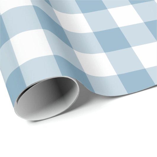 Blauw en wit Gingham Cadeaupapier (Rol Hoek)