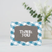 Blauw en wit Gingham Canvas Dank u Briefkaarten (Staand voorkant)
