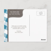 Blauw en wit Gingham Canvas Dank u Briefkaarten (Achterkant)