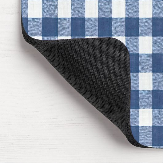 Blauw en Wit Gingham Gecontroleerd Muismat (Hoek)