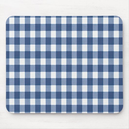 Blauw en Wit Gingham Gecontroleerd Muismat (Voorkant)