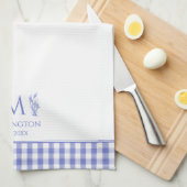 Blauw en Wit Gingham Gepersonaliseerd aangepaste n Theedoek (Quarter Fold)