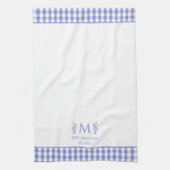 Blauw en Wit Gingham Gepersonaliseerd aangepaste n Theedoek (Verticaal)