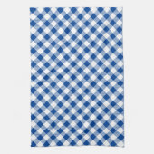 Blauw en wit gingham - Kies achtergrondkleur Theedoek (Verticaal)