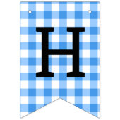 Blauw en wit gingham, laat me de fijne verjaardag  vlaggetjes (Tweede vlag)