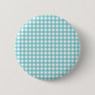 Blauw en wit Gingham-ontwerp Ronde Button 5,7 Cm