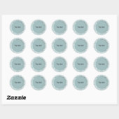 Blauw en wit gingham ontwerp ronde sticker (Vel)