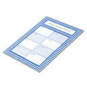 Blauw en Wit Gingham Plaid Gepersonaliseerde Plann Notitieblok (Schuin)
