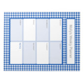 Blauw en Wit Gingham Plaid Gepersonaliseerde Plann Notitieblok (Voorkant)