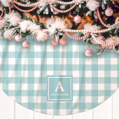 Blauw En Wit Gingham Plaid Initialen Kerstboom Rok