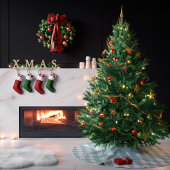 Blauw En Wit Gingham Plaid Initialen Kerstboom Rok
