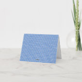 Blauw en wit Gingham Plaid Monogram Notitiekaartje (Achterkant)