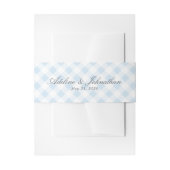 Blauw en wit Gingham Played Naam en Datum Uitnodigingen Wikkel (Voorkant Voorbeeld)