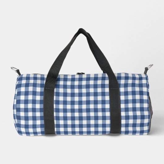 Blauw en wit Gingham Plunjezak (Voorkant)