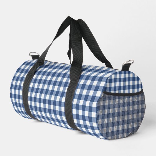 Blauw en wit Gingham Plunjezak (Rechterhoek)