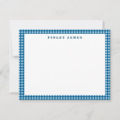  blauw en wit Gingham Pset op persoonlijke titel Notitiekaartje (Voorkant)