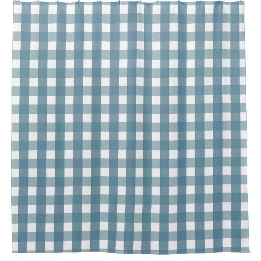 Blauw en wit Gingham Shower Curtain Douchegordijn (Voorkant)