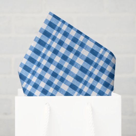 Blauw en wit Gingham Tissuepapier (Cadeauzakje)