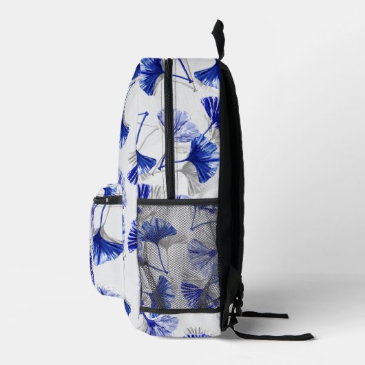 Blauw en wit gingko blad bedrukte rugzak (Rechts)