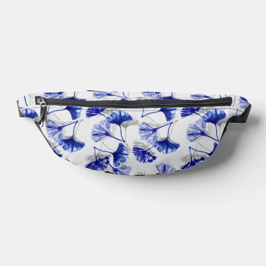 Blauw en wit gingko blad heuptasje (Liggend)