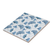 Blauw en wit Gingko-bladpatroon Tegeltje (Zijkant)