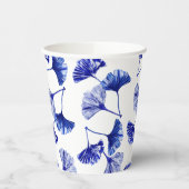 Blauw en wit Gingko leaf Papieren Bekers (Links)