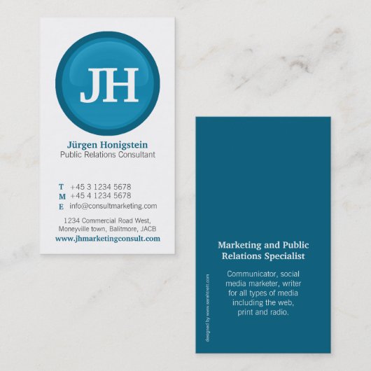 Blauw en wit glas, modern visitekaartje (Voorkant / Achterkant)