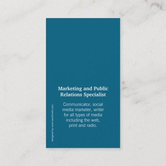 Blauw en wit glas, modern visitekaartje (Achterkant)