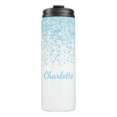 Blauw en wit Glittery Custom Thermal Tumbler Thermosbeker (Voorkant)
