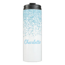 Blauw en wit Glittery Custom Thermal Tumbler
