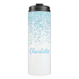 Blauw en wit Glittery Custom Thermal Tumbler Thermosbeker