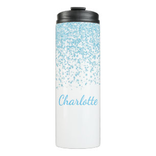 Blauw en wit Glittery Custom Thermal Tumbler Thermosbeker