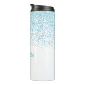 Blauw en wit Glittery Custom Thermal Tumbler Thermosbeker (Geroteerd rechts)