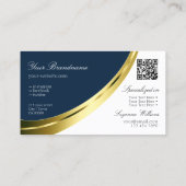 Blauw en wit Gold decor met Logo- en QR-code Visitekaartje (Achterkant)