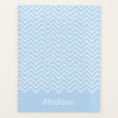 Blauw En Wit Golvend Chevron Zigzag Met Naam Planner (Voorkant)