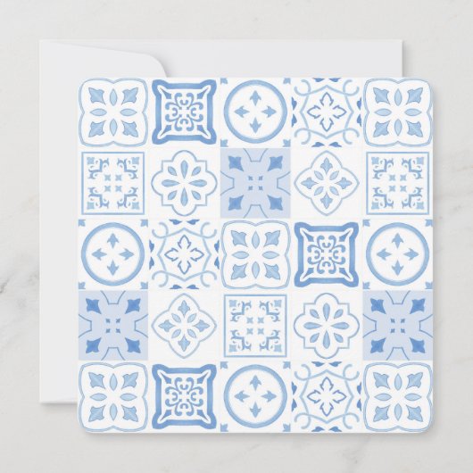 Blauw en wit golvende rand citroen Vrijgezellenfee Kaart (Achterkant)