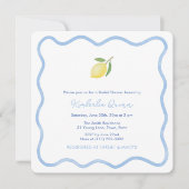 Blauw en wit golvende rand citroen Vrijgezellenfee Kaart (Voorkant)