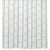 Blauw en wit Grandmillennial Waterverf Bloemen Douchegordijn (Voorkant)