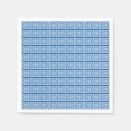 Blauw en Wit Grieks sleutel ontwerp papier servet