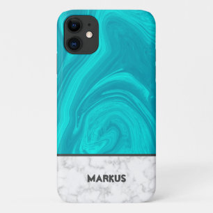 Blauw en wit - grijze marmer Case-Mate iPhone case