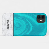 Blauw en wit - grijze marmer Case-Mate iPhone case (Achterkant (horizontaal))