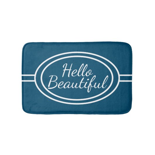 Blauw en wit Hallo prachtige Bath Mat (Voorkant)