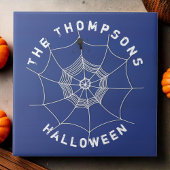 Blauw en wit Halloween Spooky Custom Tegeltje